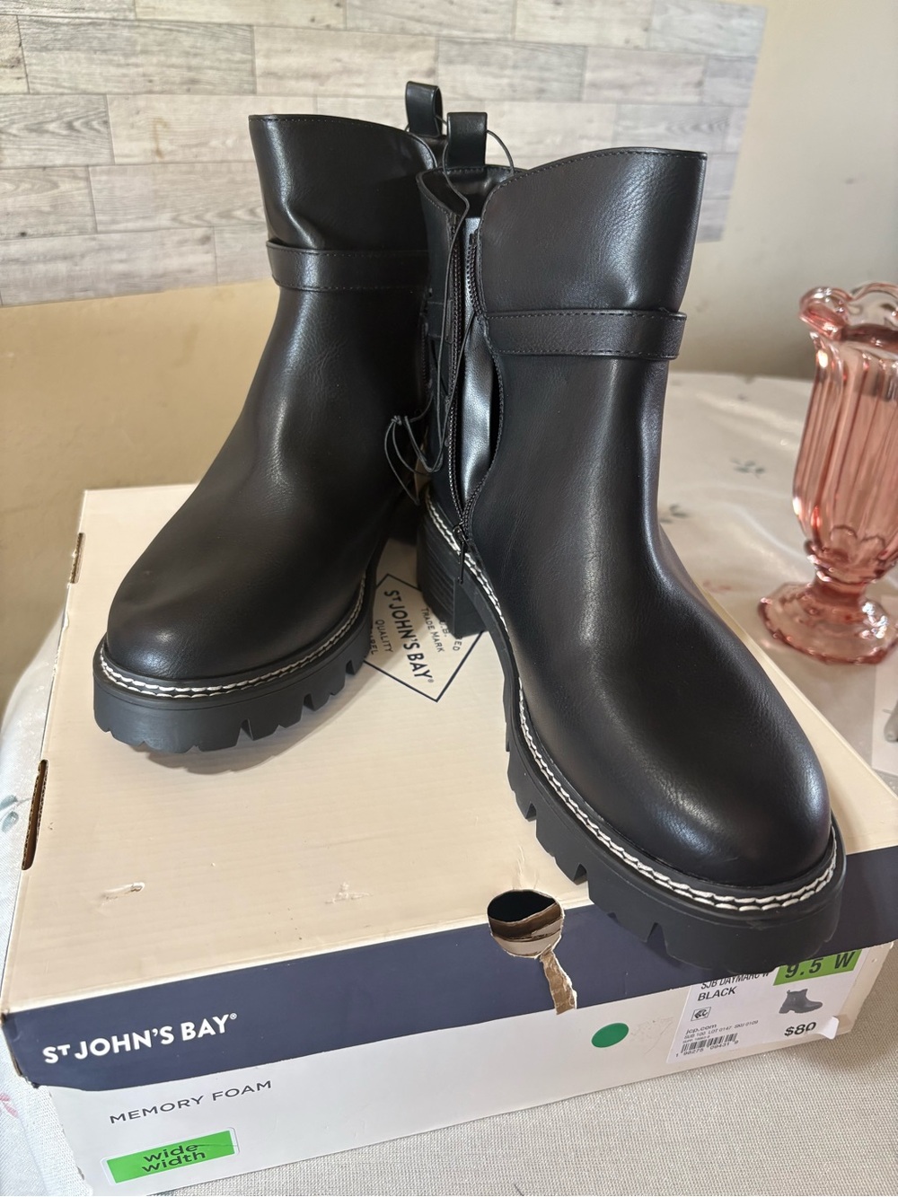 St. John's Bay Black Chunky Lug Sole Ankle Booties